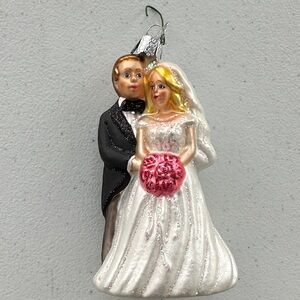 Elegant Bride and Groom Holiday Ornament